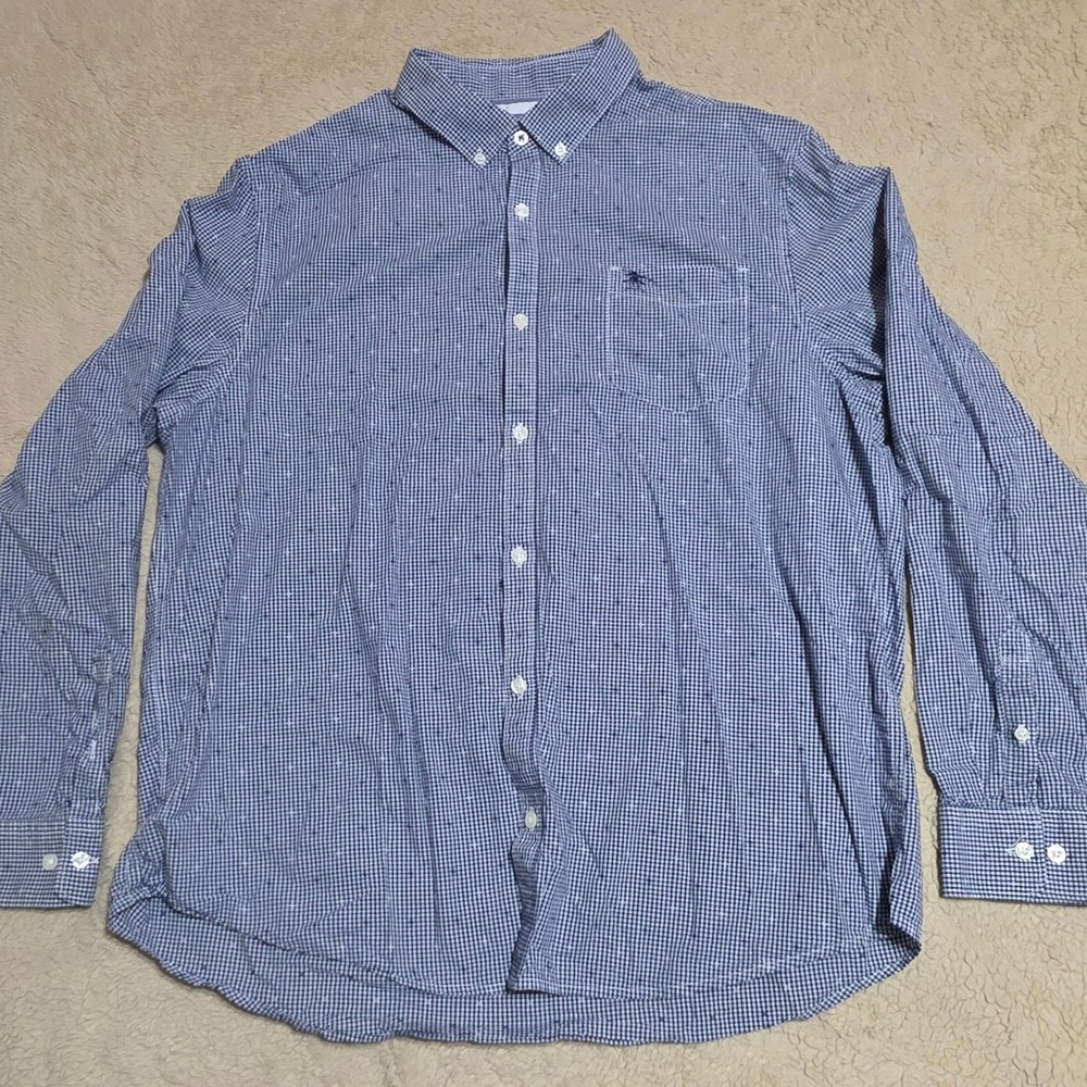 Original Penguin Button Down Shirt XXL Blue Gingham Check